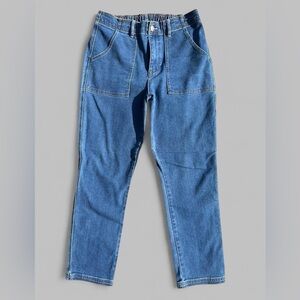 Knox Rose Blue Denim Jeans elastic waist deep front pockets Medium